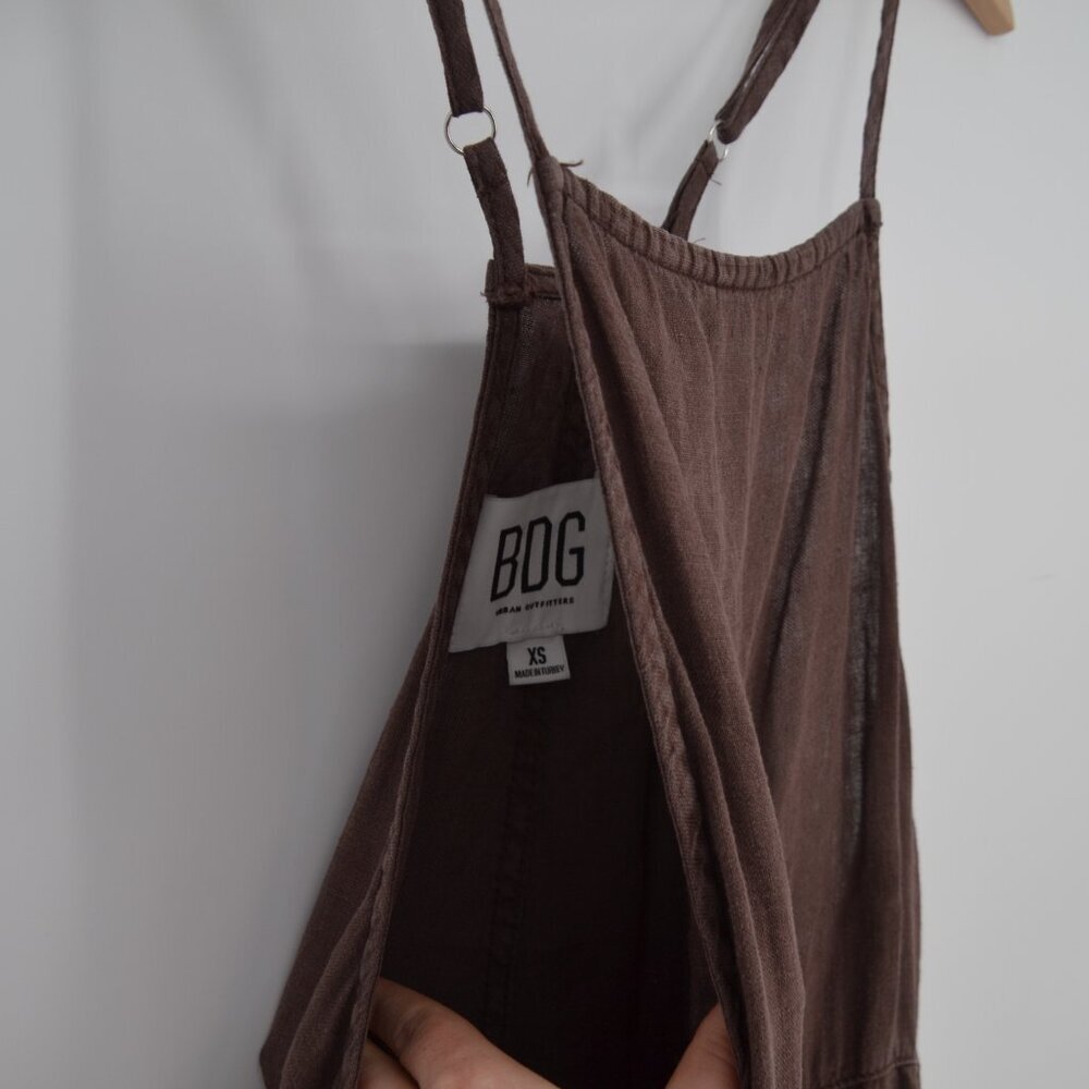 BDG UO Women's Misty Linen Jumpsuit Dark Brown XS Relaxed Utility Lagenlook - Picture 3 of 5